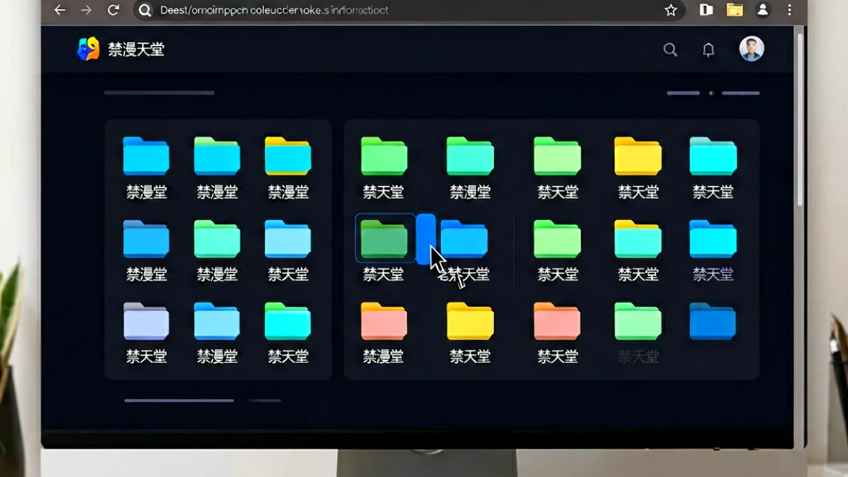 桌面浏览器界面，多个标签页整齐排列，书签栏中收藏了禁漫天堂等常用站点，光标悬停在书签图标上方，背景为简洁的深色主题网页